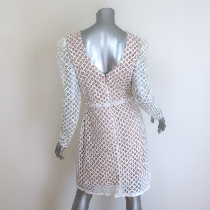 Dress the Population Collins Sequined Tulle Dress White Size Medium NEW