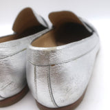 Chanel CC Metallic Leather Loafers Silver Size 38.5