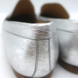 Chanel CC Metallic Leather Loafers Silver Size 38.5
