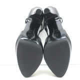 Chanel Cap Toe Slingback Platform Pumps Black & White Patent Leather Size 39.5