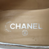Chanel CC Metallic Leather Loafers Silver Size 38.5