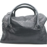 Henry Beguelin Large Fold-Over Shoulder Bag Black Croc-Embossed Leather