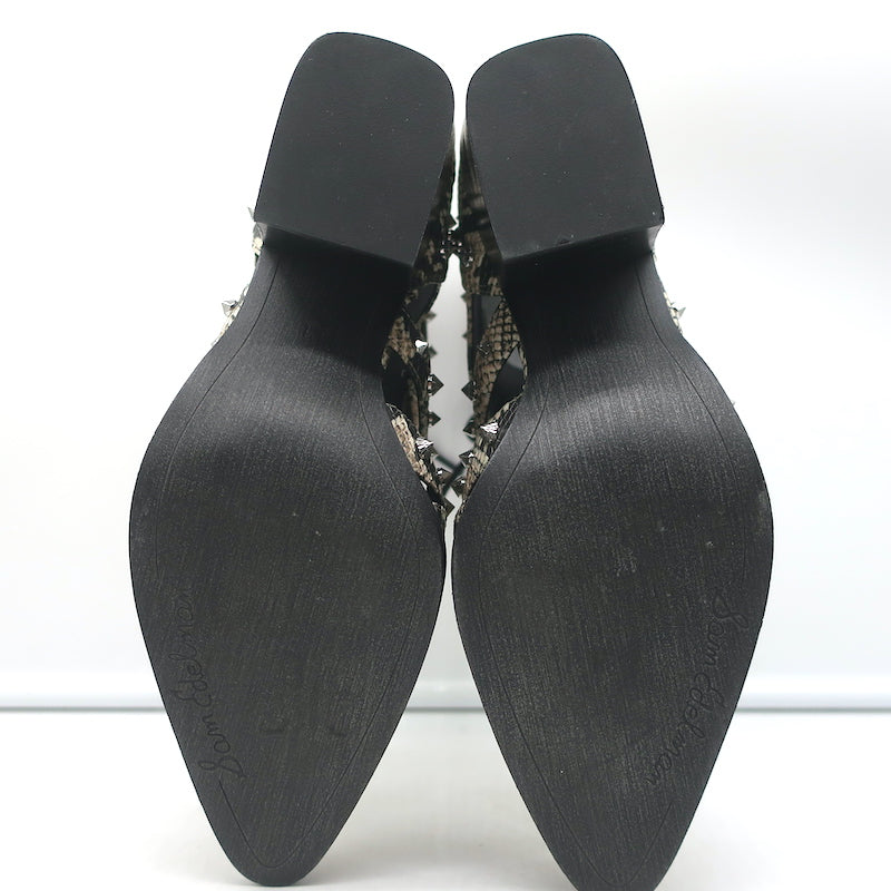 Sam Edelman Elana Studded Cutout Ankle Boots Snake Print Leather Size 9 NEW
