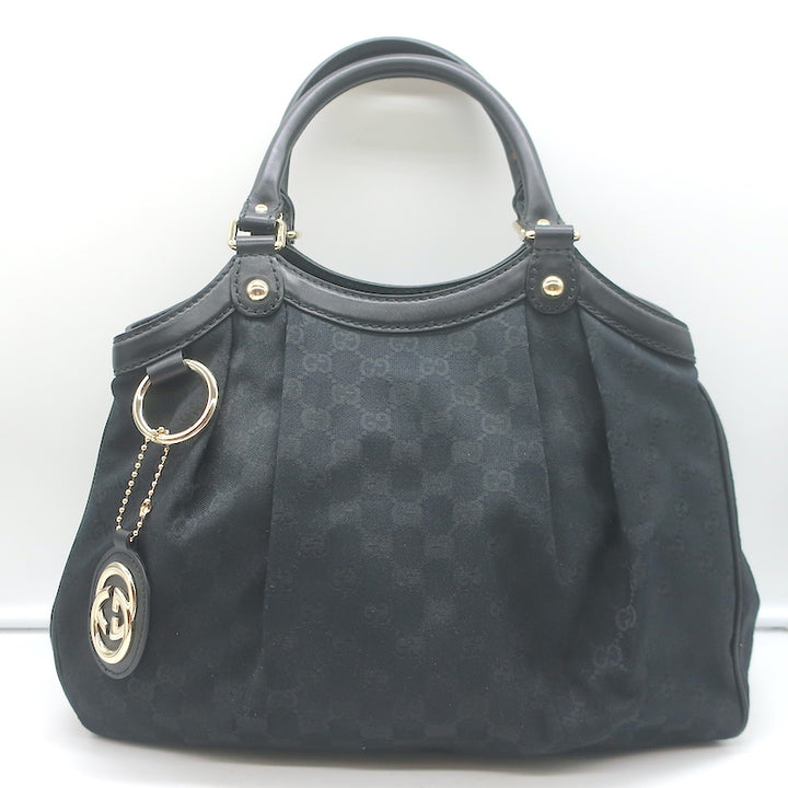 Gucci Sukey Medium Tote Black GG Canvas Shoulder Bag