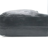 Henry Beguelin Large Fold-Over Shoulder Bag Black Croc-Embossed Leather