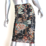 Etro Floral Print Mesh Midi Skirt Black Size 40