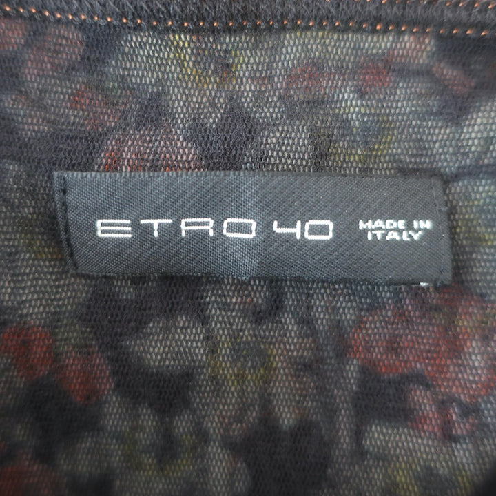 Etro Floral Print Mesh Midi Skirt Black Size 40