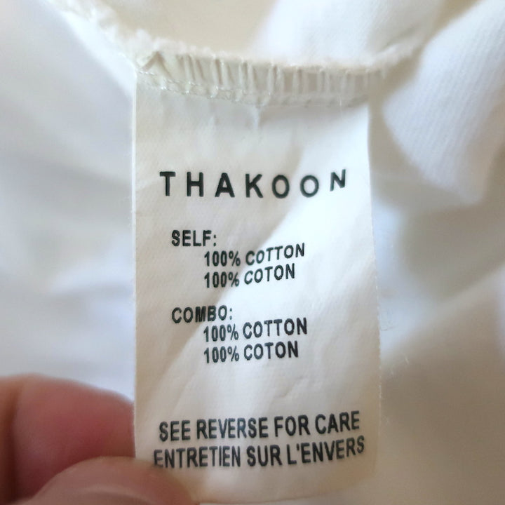 Thakoon Ruffled Lace-Hem Tank Top White Cotton Jersey Size Small