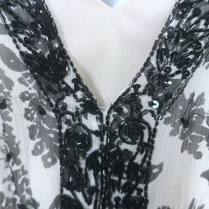 Alice + Olivia Jeanette Beaded Cold Shoulder Dress White Paisley Print Size 10