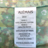 Alemais Phyllis Twist-Front Pleated Midi Dress Green Floral Print Cotton Size 8