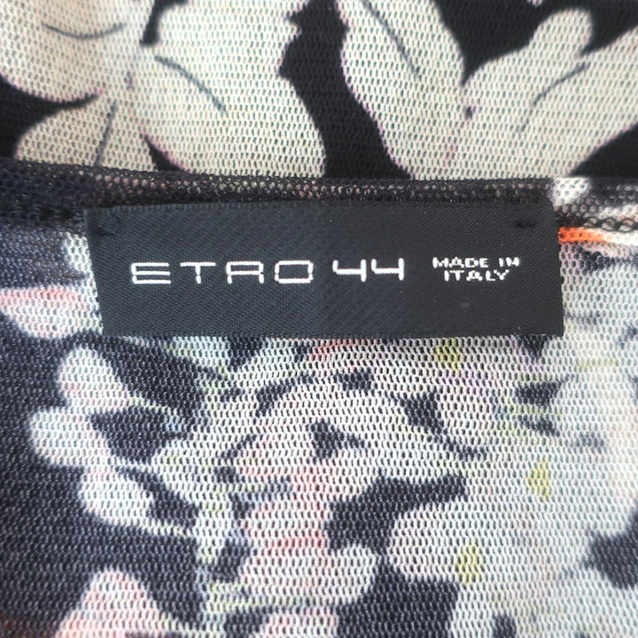 Etro Floral Print Mesh Long Sleeve Top Black Size 44