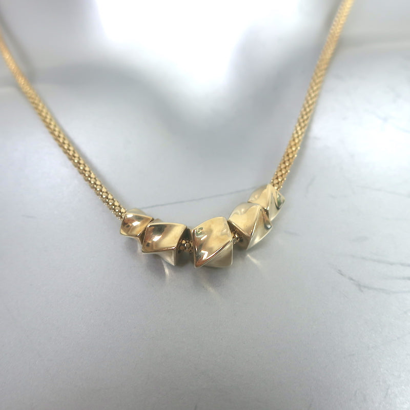 Array Twisted Cubes Necklace 18k Gold NEW
