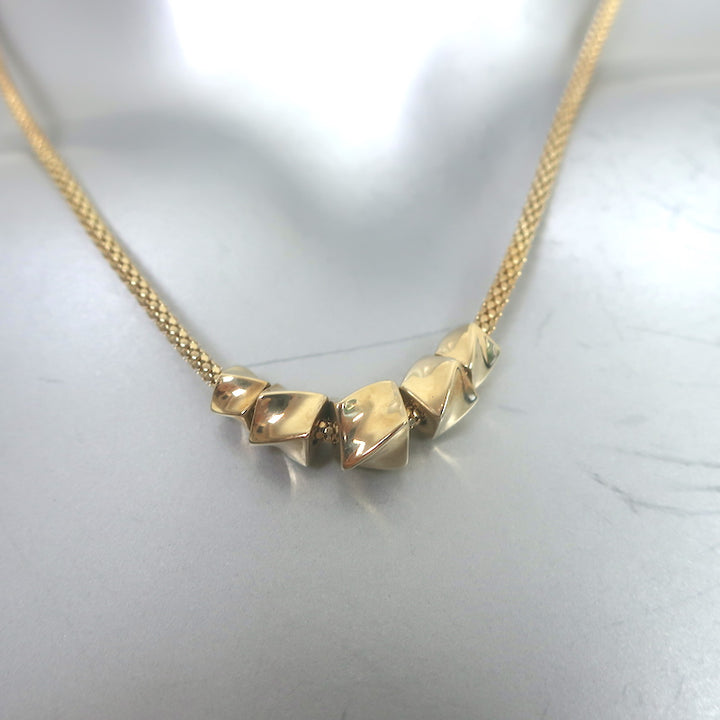 Array Twisted Cubes Necklace 18k Gold NEW