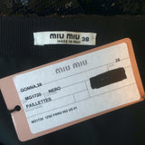 Miu Miu Sequined Midi Skirt Black Size 38 NEW