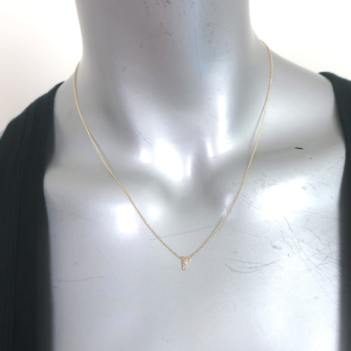 Zoe Lev Mini Diamond Script Initial Necklace 14k Gold NEW