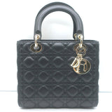 Christian Dior Medium Lady Dior Bag Black Cannage Lambskin Leather Crossbody