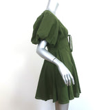 Rhode Puff Sleeve Mini Dress Madeline Olive Linen-Cotton Size 2