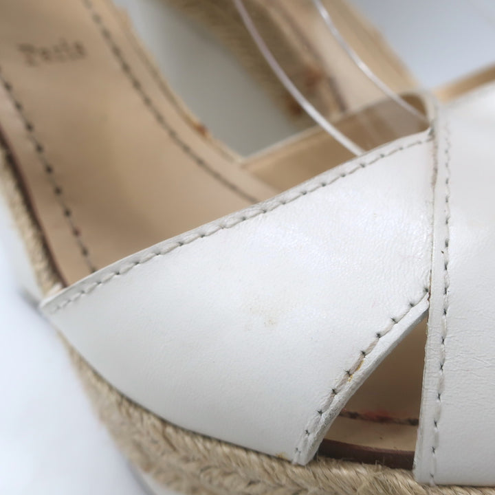 Christian Louboutin Almeria 120 Espadrille Wedge Sandals White Leather Size 37