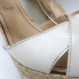 Christian Louboutin Almeria 120 Espadrille Wedge Sandals White Leather Size 37