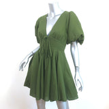 Rhode Puff Sleeve Mini Dress Madeline Olive Linen-Cotton Size 2