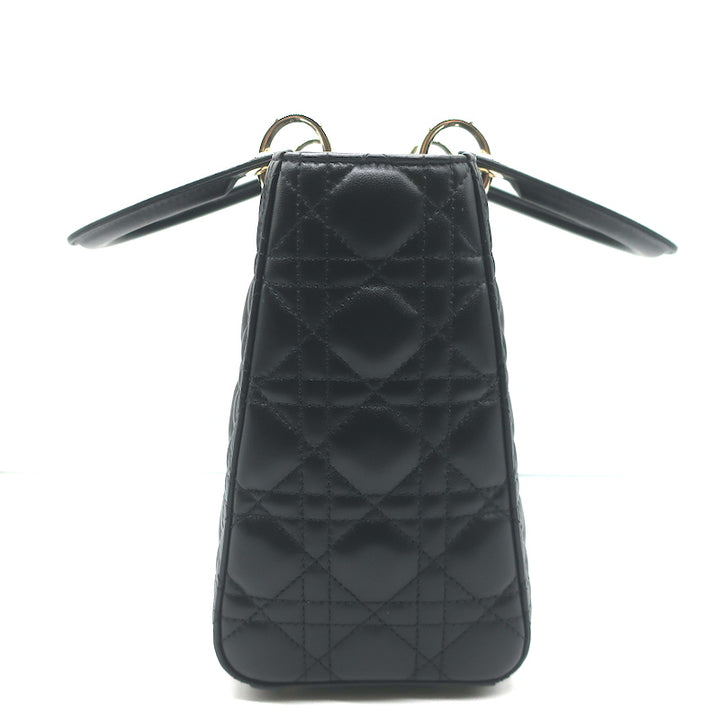 Christian Dior Medium Lady Dior Bag Black Cannage Lambskin Leather Crossbody