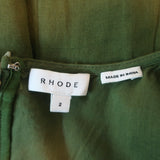 Rhode Puff Sleeve Mini Dress Madeline Olive Linen-Cotton Size 2