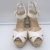 Christian Louboutin Almeria 120 Espadrille Wedge Sandals White Leather Size 37