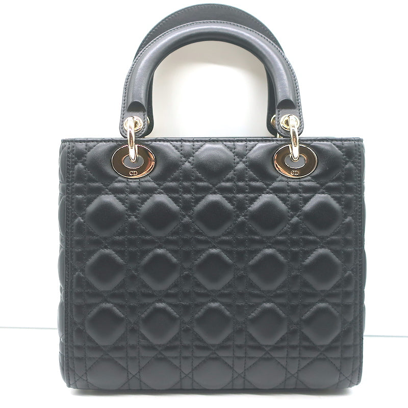 Christian Dior Medium Lady Dior Bag Black Cannage Lambskin Leather Crossbody