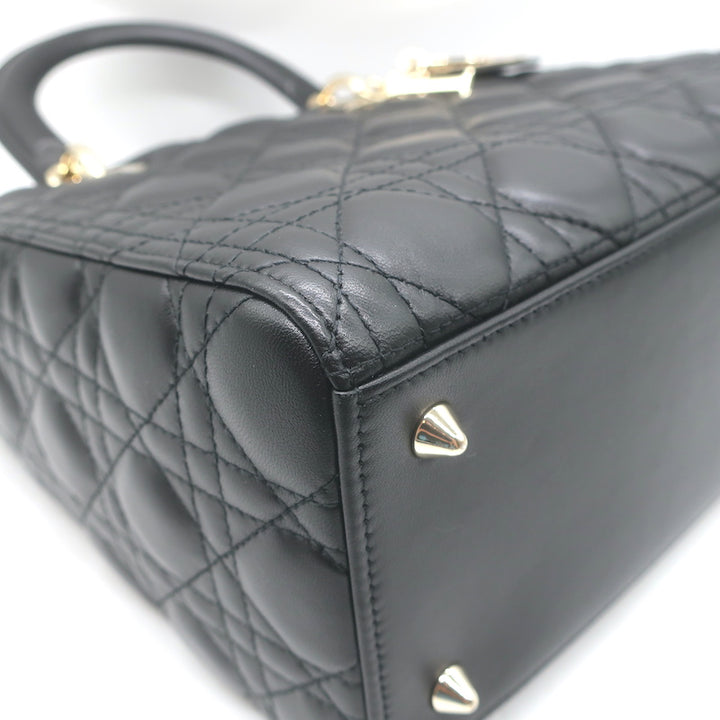 Christian Dior Medium Lady Dior Bag Black Cannage Lambskin Leather Crossbody