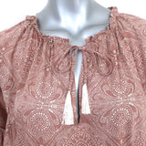 Natalie Martin Mini Dress Maggie Pink Printed Rayon Size Small Balloon Sleeve