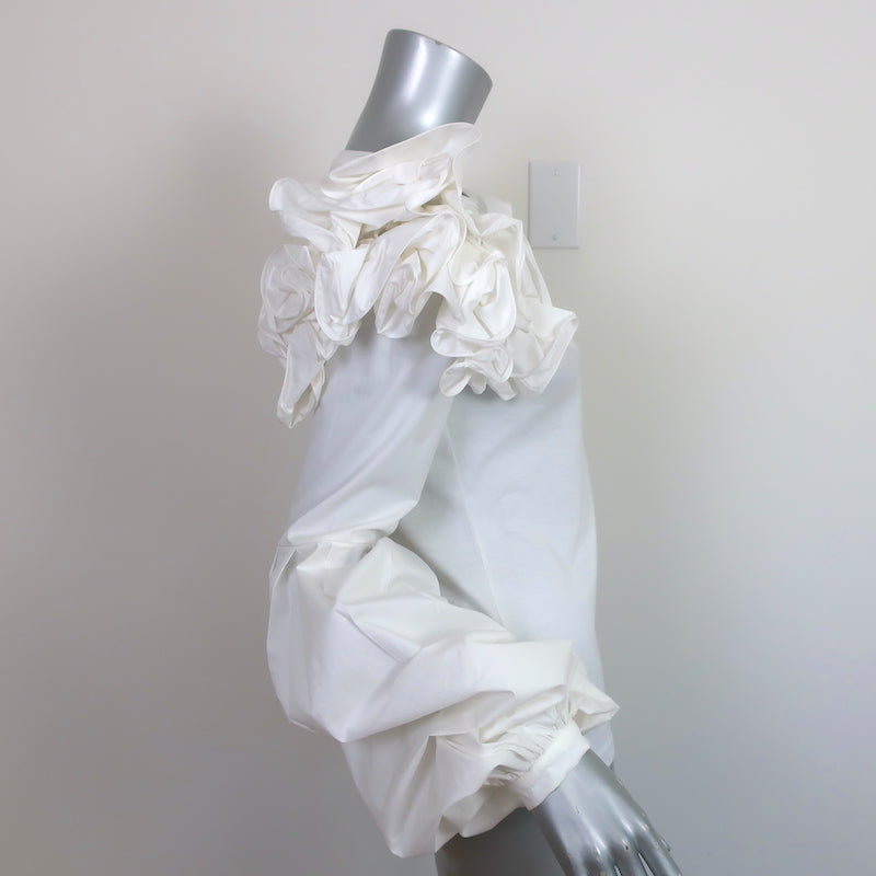 Johanna Ortiz Kyoto Ruffled Shoulder Top White Size 0 Long Sleeve Blouse