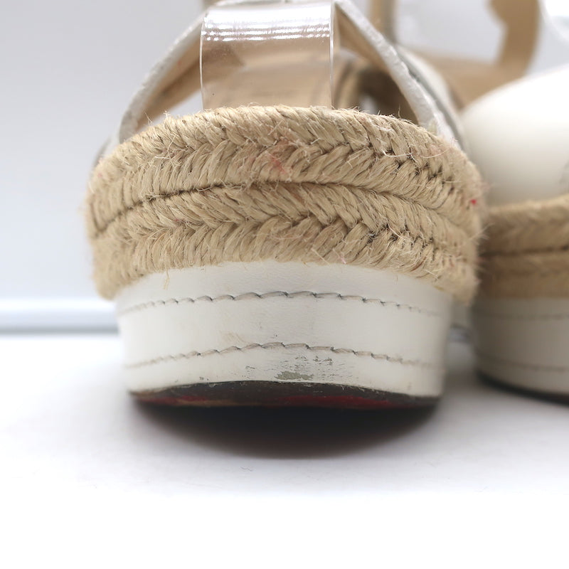 Christian Louboutin Almeria 120 Espadrille Wedge Sandals White Leather Size 37