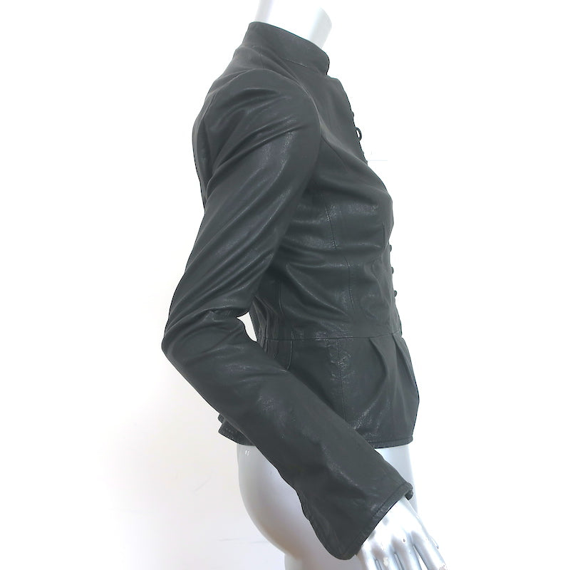 Gryphon Leather Button-Front Jacket Black Size Small
