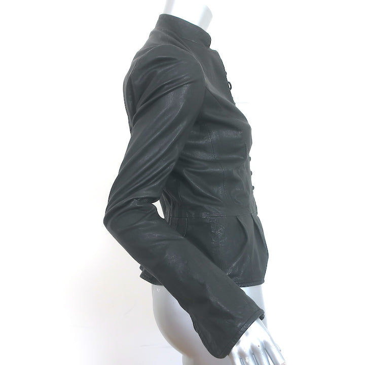 Gryphon Leather Button-Front Jacket Black Size Small