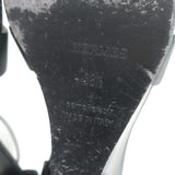 Hermes Legend Ankle Strap Wedge Sandals Black Leather Size 38.5