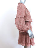 Natalie Martin Mini Dress Maggie Pink Printed Rayon Size Small Balloon Sleeve