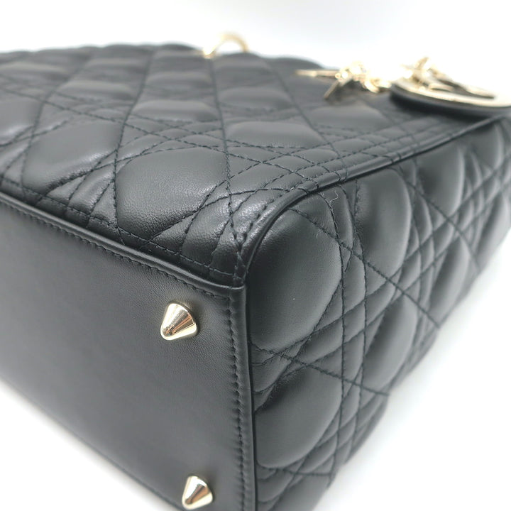 Christian Dior Medium Lady Dior Bag Black Cannage Lambskin Leather Crossbody