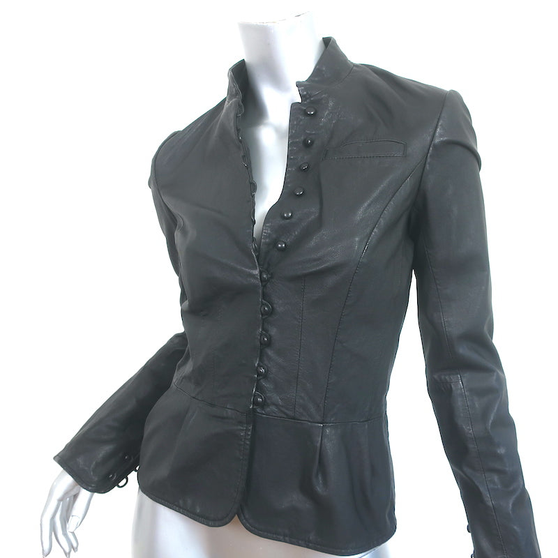 Gryphon Leather Button-Front Jacket Black Size Small