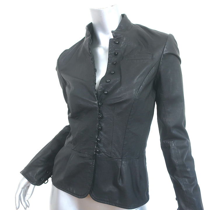 Gryphon Leather Button-Front Jacket Black Size Small