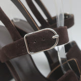 Hermes Jazz 90 Platform Ankle Strap Sandals Dark Brown Suede Size 39