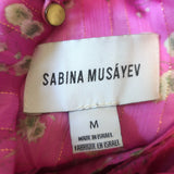 Sabina Musayev Gardenia Puff Sleeve Midi Dress Fuchsia Floral Print Size Medium