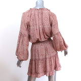 Natalie Martin Mini Dress Maggie Pink Printed Rayon Size Small Balloon Sleeve