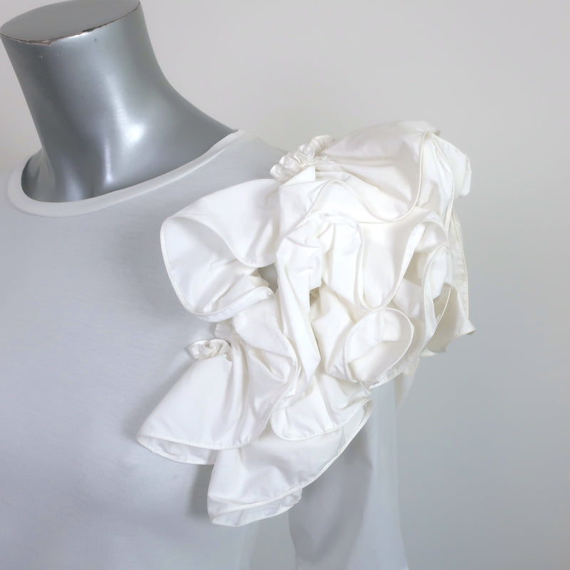 Johanna Ortiz Kyoto Ruffled Shoulder Top White Size 0 Long Sleeve Blouse