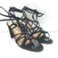 Manolo Blahnik Jena Lace-Up Sandals Black Suede Size 39 Open Toe Heels