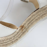 Christian Louboutin Almeria 120 Espadrille Wedge Sandals White Leather Size 37