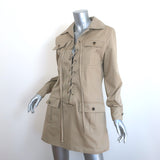 Saint Laurent Saharienne Safari Dress Beige Gabardine Size 40 Long Sleeve Mini