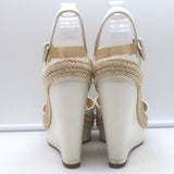 Christian Louboutin Almeria 120 Espadrille Wedge Sandals White Leather Size 37