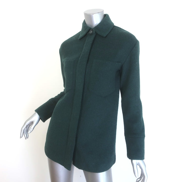 Vince Oversize Shirt Jacket Teal Felted Wool-Blend Size Extra Extra Small