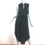 Ulla Johnson Midi Dress Tullia Black Pleated Satin Size 0 Sleeveless Tie Neck