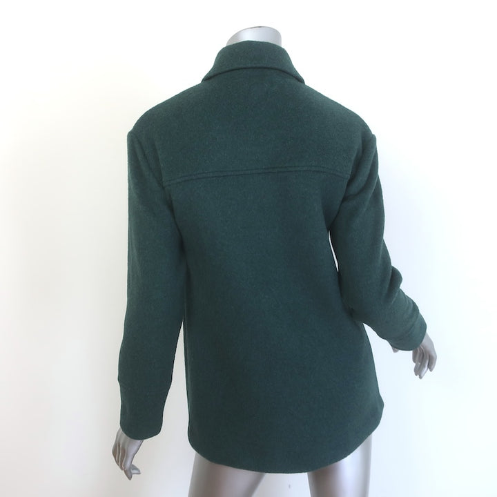 Vince Oversize Shirt Jacket Teal Felted Wool-Blend Size Extra Extra Small